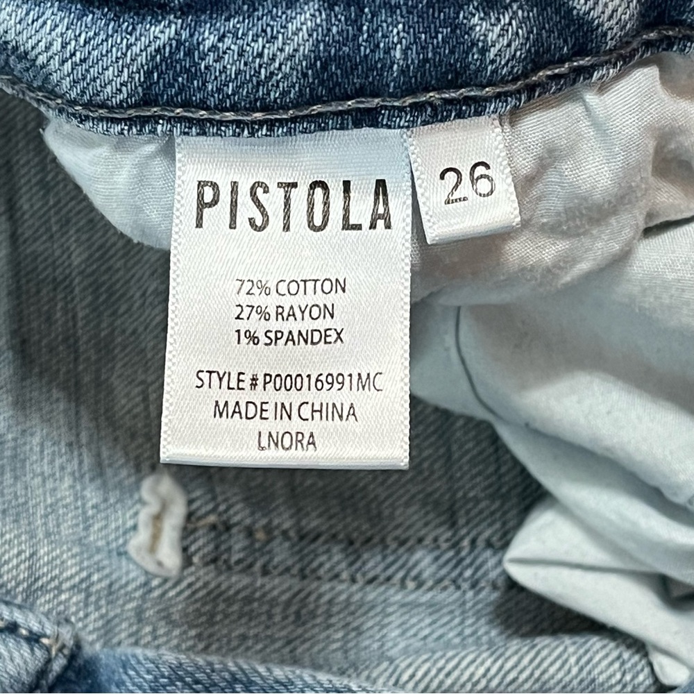 Pistola Straight Leg Jeans Size 26 Light Wash Mid Rise Y2K Distressed Denim - Picture 5 of 10